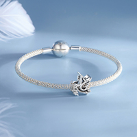 BAGREER Breloques en Argent Sterling 925 Plaqué Or Blanc Oxydé Bijoux de Mode SCC2927 Colombe de la Paix Vente en Gros