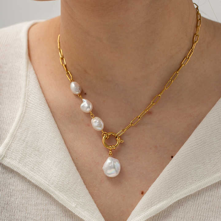 18K Gold Non-Tarnish Freshwater Pearl Necklace