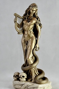 Nouvelles statues d'art personnalisées, <span class=keywords><strong>mythologie</strong></span> grecque antique, déesse Hécate, sorcière magique dorée, sculpture en résine peinte à la main - Product Image 3