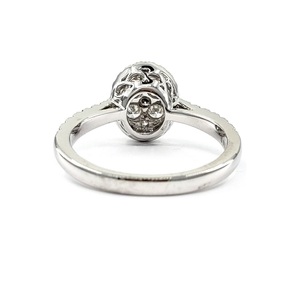 Bague ovale en or blanc massif 18 carats brillant avec diamants véritables, sertie pavé, pour femme, idéale pour mariage, fiançailles ou soirée, directement de l'usine - Product Image 3