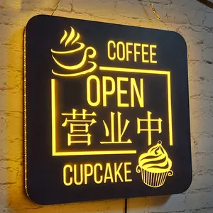 لوحة إضاءة ليد نيون مفتوحة ثلاثية الأبعاد بأحرف مخصصة لتزيين المطاعم والمتاجر من المصنع مباشرة