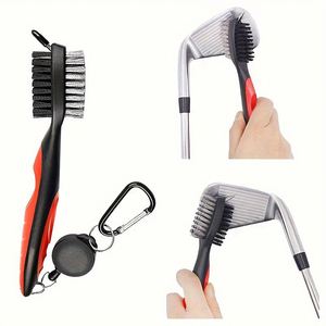 Accessoires de golf personnalisés, brosse de nettoyage de clubs de golf double face en nylon, brosse de nettoyage de clubs de golf rétractable avec mousqueton - Product Image 3