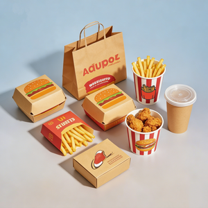 Eco Friendly Fried Chicken Burger Paper Container for French Fries Take Away Custom Logo to Go Fast Food Packaging Boxes - Product Image 1