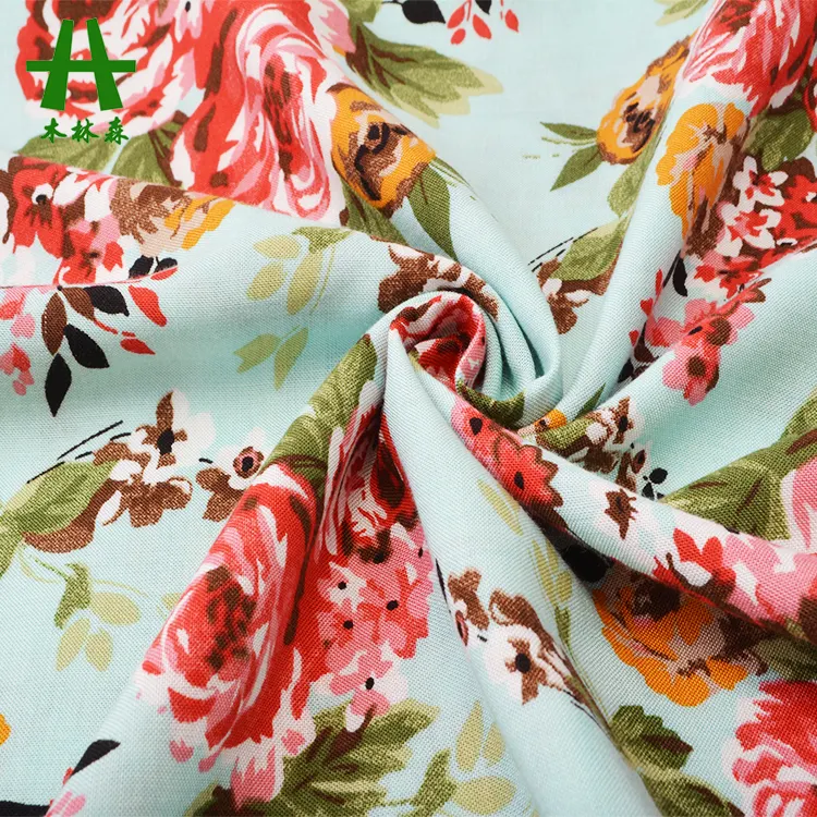 Mulinsen Textiel Reactieve Gedrukt Floral Design Rayon Challis Stof, 100% Viscose Poplin Stof, Viscose Stof