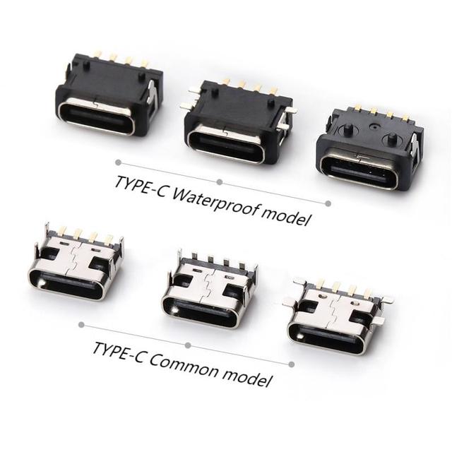 usb connector female 6 16 24 pin dip usb-c type A B C socket 2.0 3.0 smt female male sunk plated type-c connector for PCB