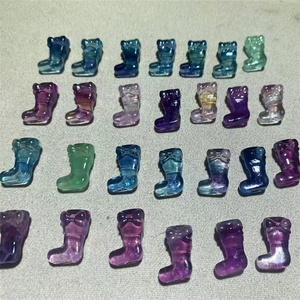 Artesanías de Cristal Talladas al por Mayor, Mini Figuras de <span class=keywords><strong>Calcetines</strong></span> Talladas en Cristal de Fluorita Arcoíris Natural, para Regalo - Product Image 1