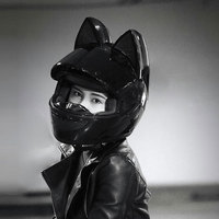 Nouveau design HNJ casque de moto pour chat, nœud gris adultes jeunes mignons casques de moto casque intégral moto