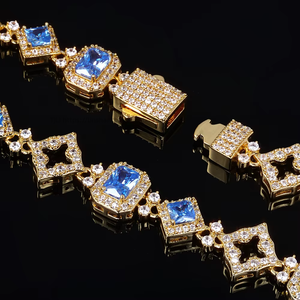 Geometric Blue <b>Gemstone</b> <b>Bracelet</b> Female Zircon Jewelry Hip-hop Accessories Custom Tanjing Fashion Lijing Necklace - Product Image 4