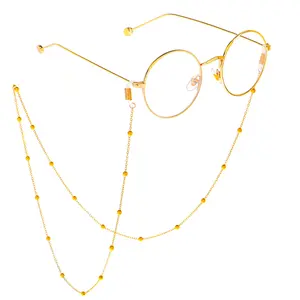 优雅镀金珠饰眼镜表带支架眼镜链小金属镀球眼链眼镜串
