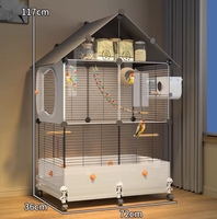 Grande cage à oiseaux en fil métallique avec protection anti-évasion, nouveau modèle de luxe style villa pour cockatoos, conures solaires et paons