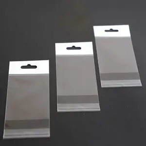 custom clear cellophane self adhesive opp hangking header card packaging bag