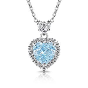 Collar para Mujer con Zirconia Completa, Collar de Corazón Brillante con Gemas de Colores, Collar de Corazón de Flor, Collar de Diamantes de Alto Carbono Brillantes - Product Image 6