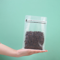 Prêt à expédier sac d'emballage de café transparent à fond plat 250g 8oz avec fermeture à glissière et valve
