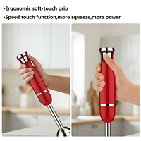 Mixeur Plongeant Électrique à 4 Lames avec Moteur DC, Contrôle par Bouton Poussoir, Vitesse Variable, Récipient en Plastique, Usage Domestique
