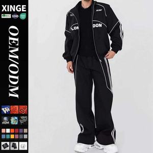 Ensemble de survêtement en nylon pour homme 2026, le plus vendu, avec logo personnalisé, veste coupe-vent zippée et pantalon de jogging pour le sport en extérieur - Product Image 1