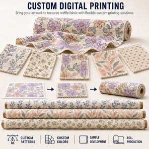 Custom Print Your Own Design 95%Cotton 5%Spandex Cotton Waffle Weave Fabric Cotton Waffle Fabric for t Shirts NO MOQ Sample Free - Product Image 5