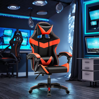 Chaise de jeu réglable à LED pour joueurs PC avec haut-parleurs intégrés en cuir PU, design contemporain