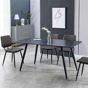 Mesa de comedor de lujo con patas de acero inoxidable, Rectangular, nórdica, 4 y 6 asientos, juego de Mesa de cerámica de mármol - Product Image 5