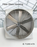 Ventilateur de ventilation en fibre de verre 71000 m³/h, ventilateur de refroidissement pour serre avec 6 pales en alliage et moteur BLDC pour cultures en serre