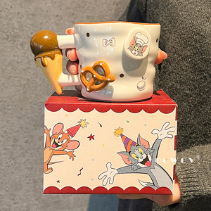 Tasse à café en céramique mignonne <span class=keywords><strong>Tom</strong></span> <span class=keywords><strong>et</strong></span> <span class=keywords><strong>Jerry</strong></span> 360 ml pour enfants avec poignée <span class=keywords><strong>et</strong></span> boîte cadeau pour offrir <span class=keywords><strong>et</strong></span> usage domestique - Product Image 1