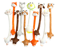En gros, Figurine en peluche torsadable à long cou, mignonne et amusante, Panda, Chat, Chien, Lapin, Porte-clés animal