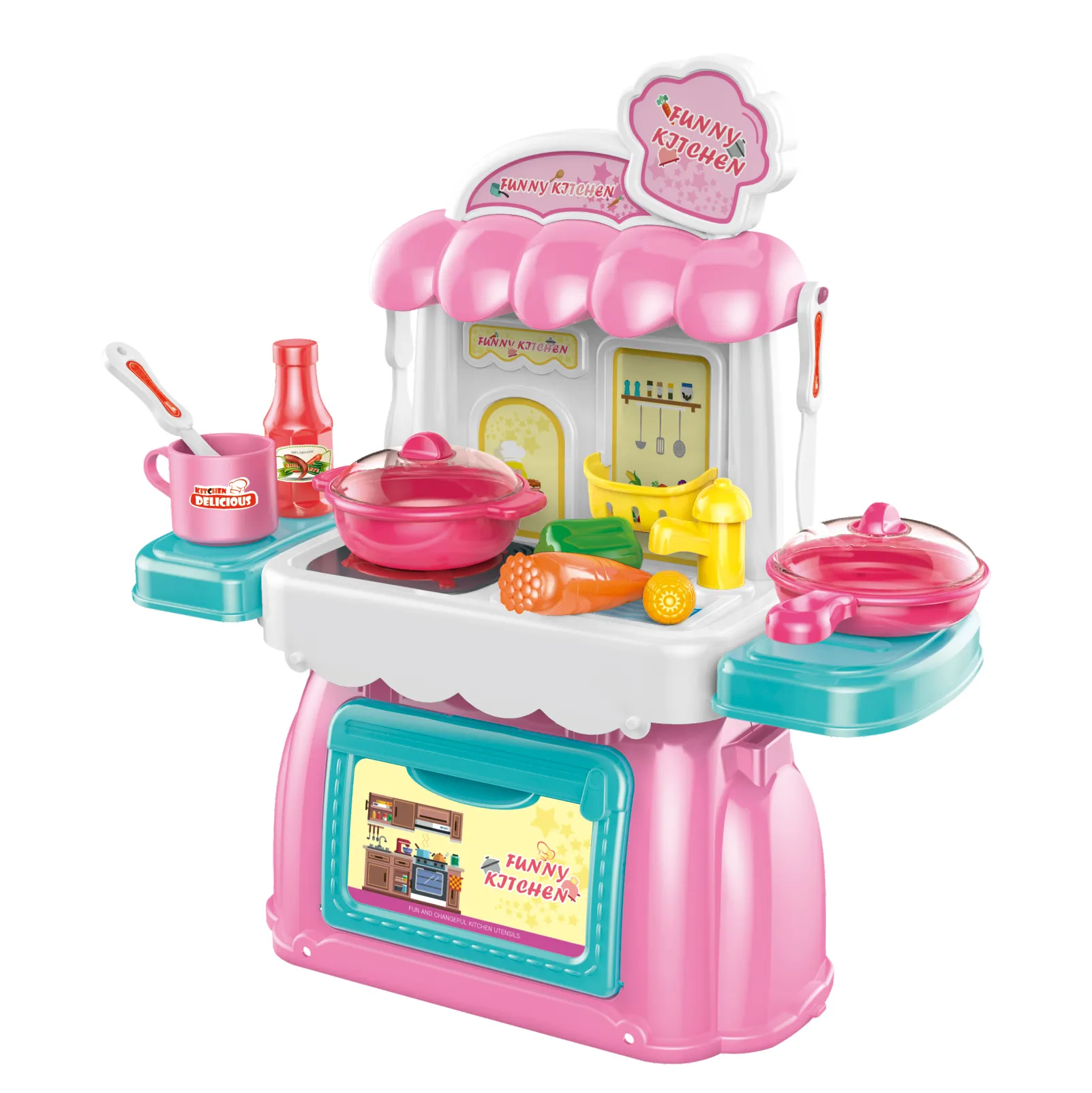 Komik mini mutfak masa yaratıcı oyun evi oyuncaklar simülasyon mutfak seti kız çocuklar plastik oyun seti mutfak oyuncak