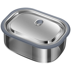 Stainless Steel Food Storage Container Rectangle <b>Clip</b> On Lid Microwave Safe Refrigerator Safe Travel Use - Product Image 1