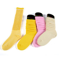 Vente en gros de chaussettes à la mode en coton extra longues et amples, chaussettes épaisses personnalisées pour femmes