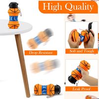 Bouteilles d'eau de basketball, tasses pliables, en silicone, qualité alimentaire FDA/LFGB, écologiques, faciles à nettoyer, pour sport, fêtes, joueurs et amateurs