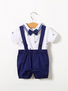 Completo da Gentiluomo per Neonato, Set di Tutina e Pantaloncini con Bretelle per Neonati, Abbigliamento Formale per Bambini, Supporto OEM ODM, Vendita all'Ingrosso - Product Image 2
