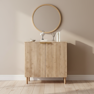 Buffet de rangement pour cuisine et salon, armoire à panneaux, <span class=keywords><strong>étagère</strong></span>s réglables modernes, double porte, table <span class=keywords><strong>console</strong></span> à nervures anti-bascule - Product Image 4