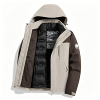 Veste d'extérieur à capuche et col roulé, écologique, coupe-vent, imperméable, chaude, pour hommes et femmes, logo personnalisé, automne-hiver, camping