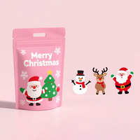 Pochette d'Emballage Biodégradable Rose pour Snack de Noël, avec Poignée, Fermeture Éclair et Logo Personnalisé