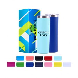 แก้วน้ำเก็บความเย็นแบบตรง ขนาด 20 ออนซ์ เคลือบสีฝุ่น ราคาส่งถูก แก้วซับลิเมชั่นสีเงิน ฐานแบน - Product Image 1