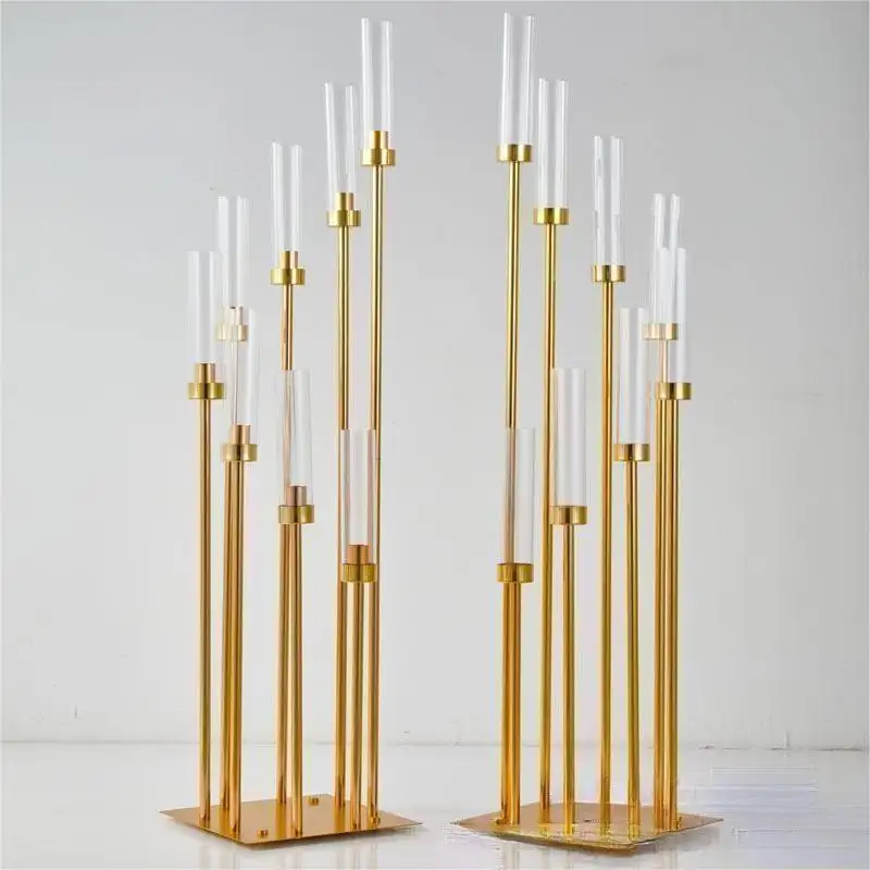Weddings Party Table Centerpieces Stand Home Hotel Decoration s Gold Glass Candelabra Metal Candlesticks