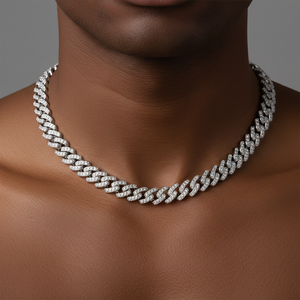 Collier chaîne cubaine 8 mm en argent 925 certifié, avec fermoir boîte, moissanite à feu intense, coupe idéale, style Club Essential, certifié Gender-Fluid - Product Image 6