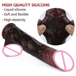 24CM ukuran besar Vibrator realistis gelap <span class=keywords><strong>Dildo</strong></span> merangsang Vagina 10 frekuensi Vibrator dengan Sucker mainan seks untuk wanita - Product Image 4