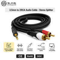 Câble audio plaqué or 5 m 3,5 mm mâle vers 2x RCA mâle pour voiture et ordinateur