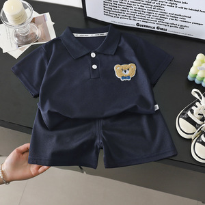 Vêtements pour enfants tendance, costume d'été pour garçons, 1 2 3 4 5 6 ans, t-shirt à manches courtes décontracté pour garçons + shorts, ensembles de vêtements pour bébés - Product Image 4