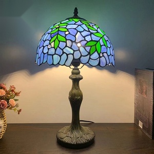 Lámpara de escritorio de cristal de color glicinia púrpura amarillo barroco de 16 pulgadas hecha en China adecuada para lámparas de noche de sala de estar - Product Image 2