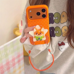 Funda de cuero con soporte y anillo para iPhone 17 16 15 14 Pro Max, diseño de Judy y Nicholas de Zootopia, con cordón y soporte trasero. - Product Image 6