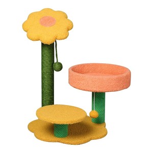 <span class=keywords><strong>Tiragraffi</strong></span> per Gatti in Legno e Lino con Design Floreale, Piccolo e Carino, con Postazione di Salto - Vendita Diretta dalla Fabbrica, Struttura per Arrampicata per Gatti all'Ingrosso - Product Image 1