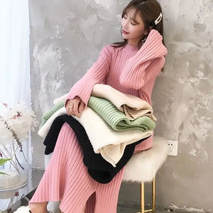 <span class=keywords><strong>Robe</strong></span> longue tricotée ample automne hiver pull coréen <span class=keywords><strong>robe</strong></span> élégante en bas - Product Image 1