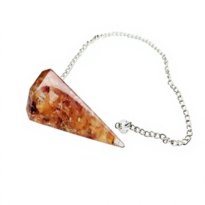 Péndulo de Orgón de Ágata Cornalina Roja Natural Tallada, Piedra Semipreciosa para Sanación de Chakras, con Cadena, Venta al por Mayor - Product Image 1