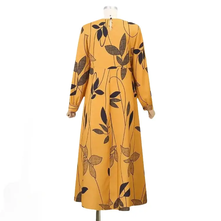 Imprimé floral à manches longues Robe bohème légère Robe d'été de vacances Robe modeste pour robe somalienne femmes musulmanes