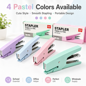 <span class=keywords><strong>Agrafeuse</strong></span> manuelle couleur macaron avec logo personnalisé, agrafes n°10, <span class=keywords><strong>agrafeuse</strong></span> manuelle en plastique durable, capacité de 25 feuilles pour le bureau et l'école - Product Image 1