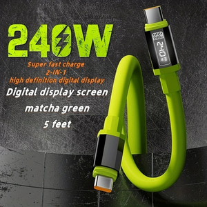 240W E-marker Chip <span class=keywords><strong>Pantalla</strong></span> <span class=keywords><strong>de</strong></span> alimentación en tiempo real USB C a tipo C <span class=keywords><strong>Cable</strong></span> <span class=keywords><strong>de</strong></span> carga rápida para iPhone 17 16 15 Pro Max <span class=keywords><strong>Samsung</strong></span> OPPO VIVO - Product Image 4