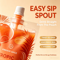 Pochette souple personnalisée avec bec verseur, en matériau monobloc recyclable, pour emballage de jus, boissons liquides et purée de fruits