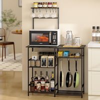 Support de casseroles pliable en acier au carbone moderne, durable et mobile, avec étagères réglables, quatre niveaux, 10 crochets en S, pour la cuisine
