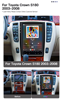 Autoradio vertical de style Tesla Android 13 de 12,8 pouces pour Toyota Crown 2003 à 2008 avec CarPlay sans fil et navigation GPS